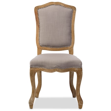 Baxton Studio Chateauneuf Oak Beige Upholstered Dining Side Chair 120-6674